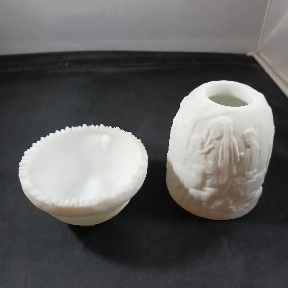 Fenton Vintage Christmas Nativity Fairy Lamp Candle Holder